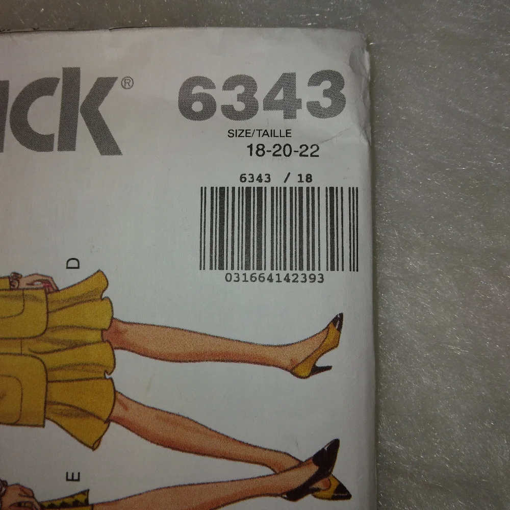 Butterick 6343 Misses Jacket and Dress, size 18-20-22, new & uncut